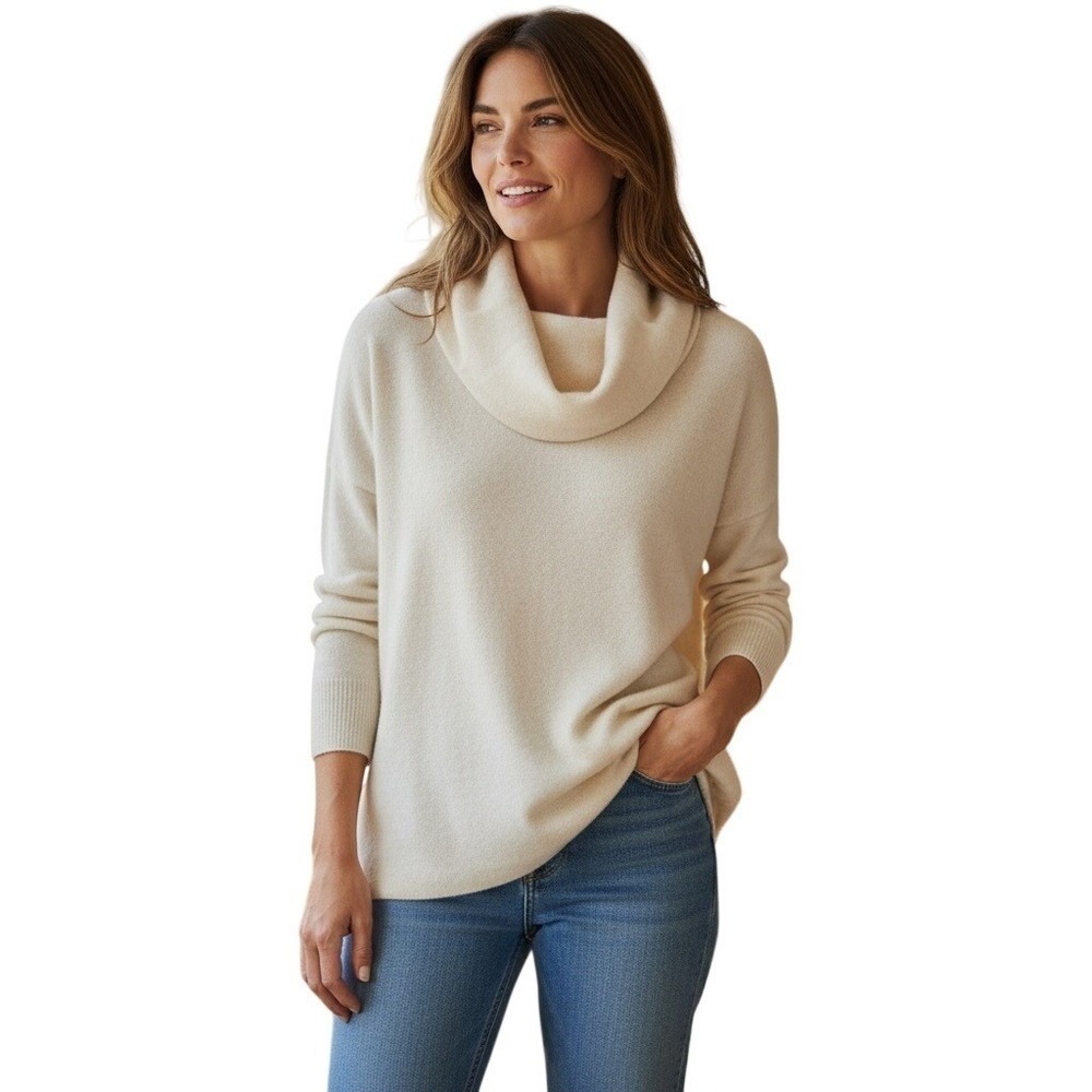 Gibson London Ivory Cowl‎ Neck Long Sleeve Buttery Sweater - Picture 2 of 7